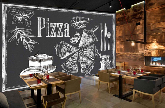 Avikalp MWZ3146 Pizza Spoons Cakes Spoons Knives HD Wallpaper for Cafe Restaurant