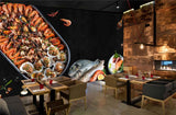 Avikalp MWZ3150 Meat Fishes Prawns Herbs HD Wallpaper for Cafe Restaurant