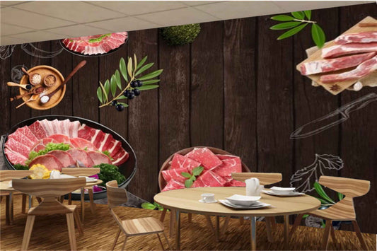 Avikalp MWZ3151 Meat BAby Corns Spices Grapes HD Wallpaper for Cafe Restaurant