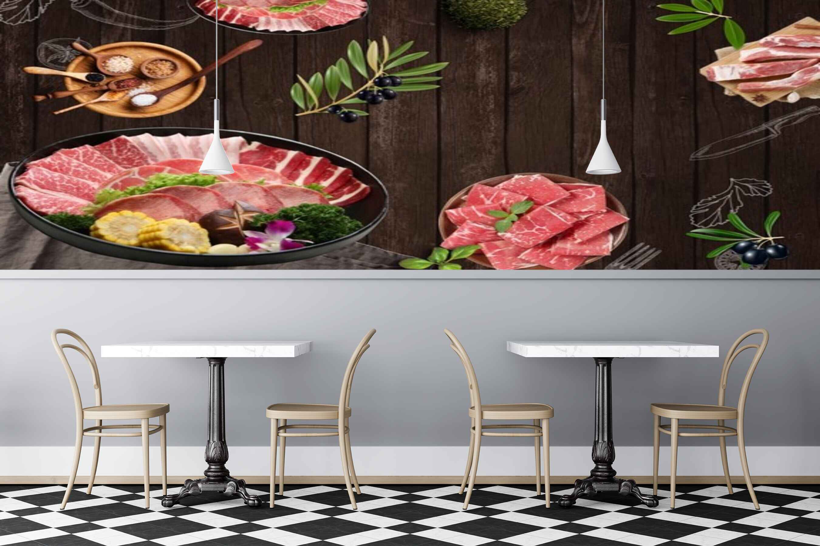 Avikalp MWZ3151 Meat BAby Corns Spices Grapes HD Wallpaper for Cafe Restaurant
