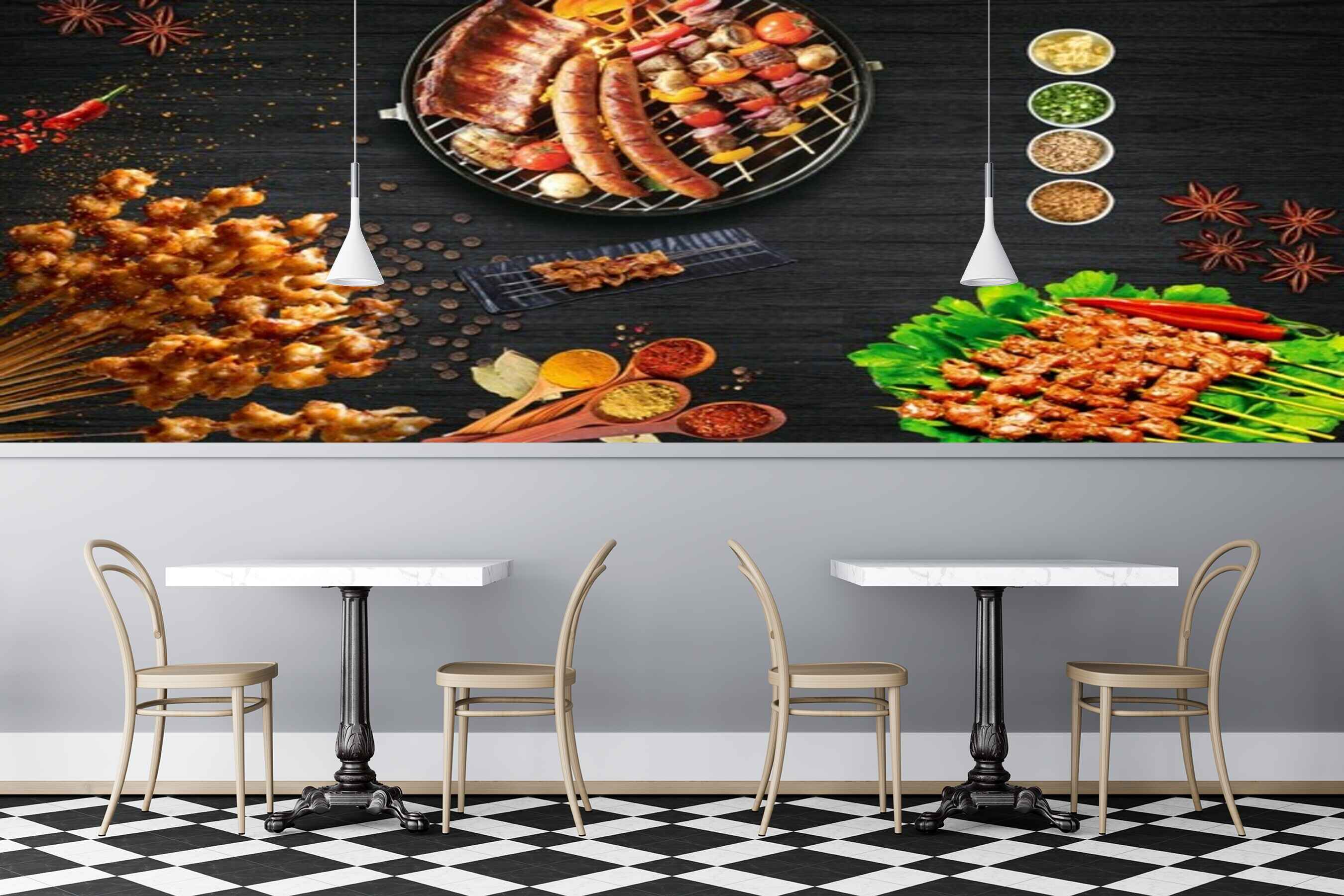 Avikalp MWZ3152 Chickn Meat Drum Sticks Spices HD Wallpaper for Cafe Restaurant