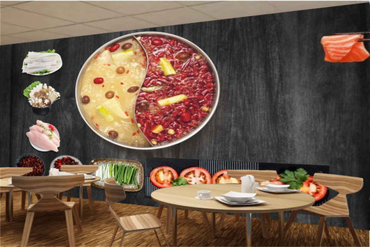 Avikalp MWZ3153 Hot Pot Tomatoes Meat Spices HD Wallpaper for Cafe Restaurant