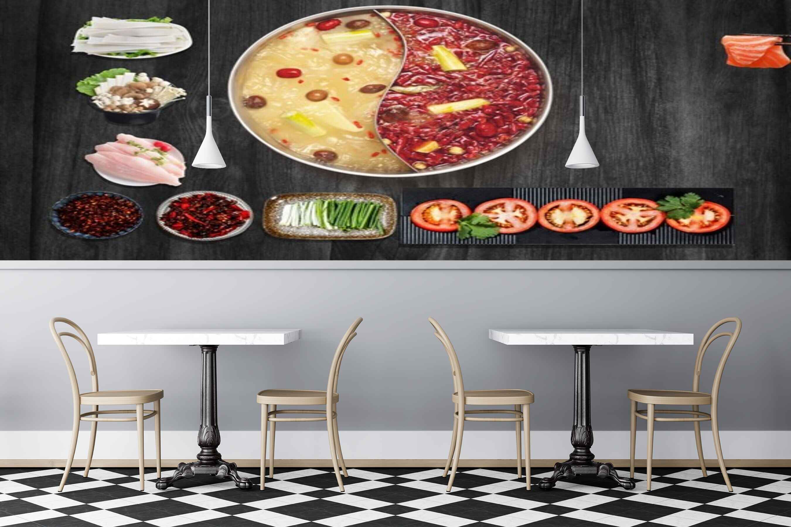 Avikalp MWZ3153 Hot Pot Tomatoes Meat Spices HD Wallpaper for Cafe Restaurant
