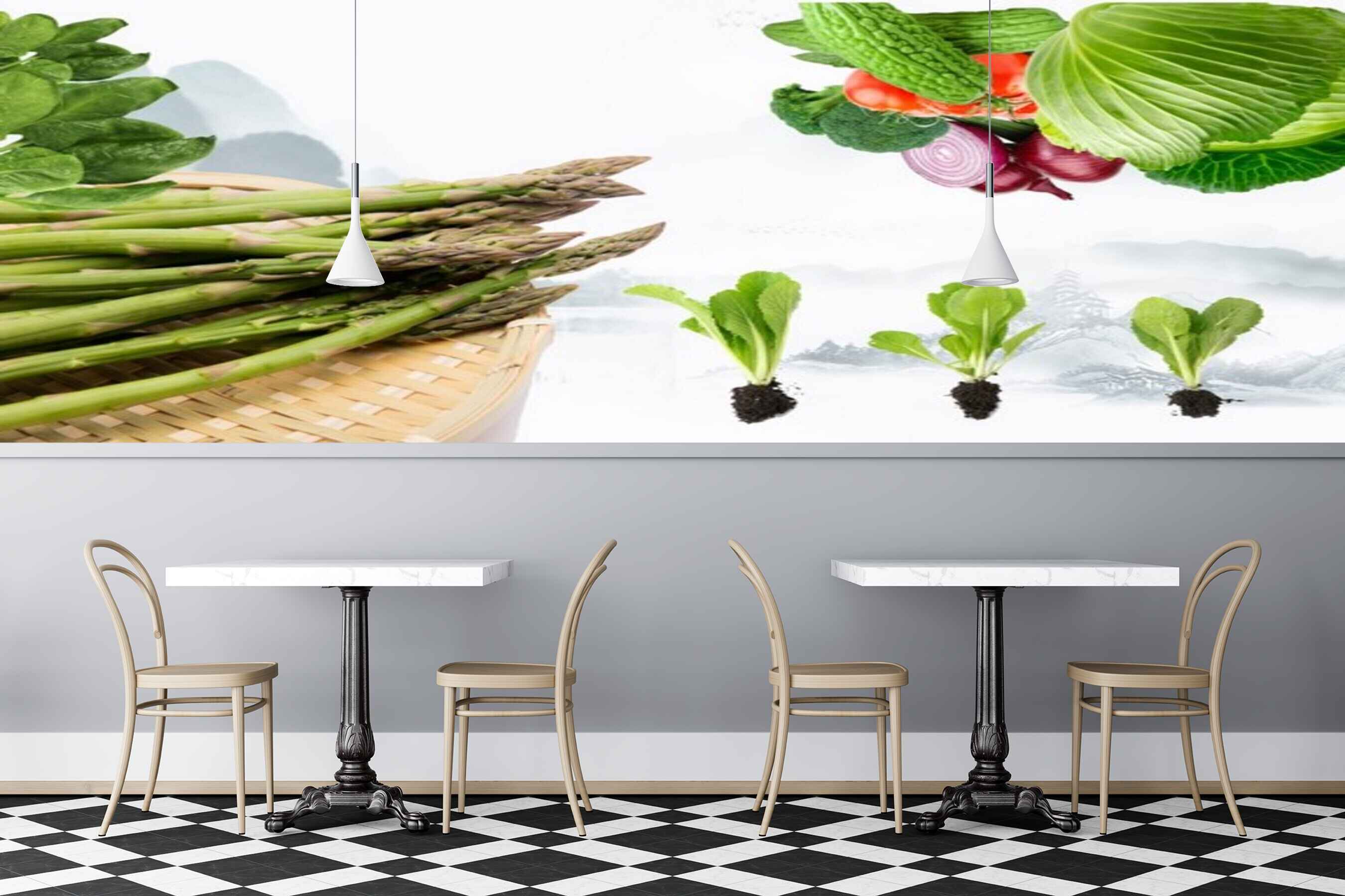 Avikalp MWZ3155 Lettuces Herbs Cabbage Onions HD Wallpaper for Cafe Restaurant