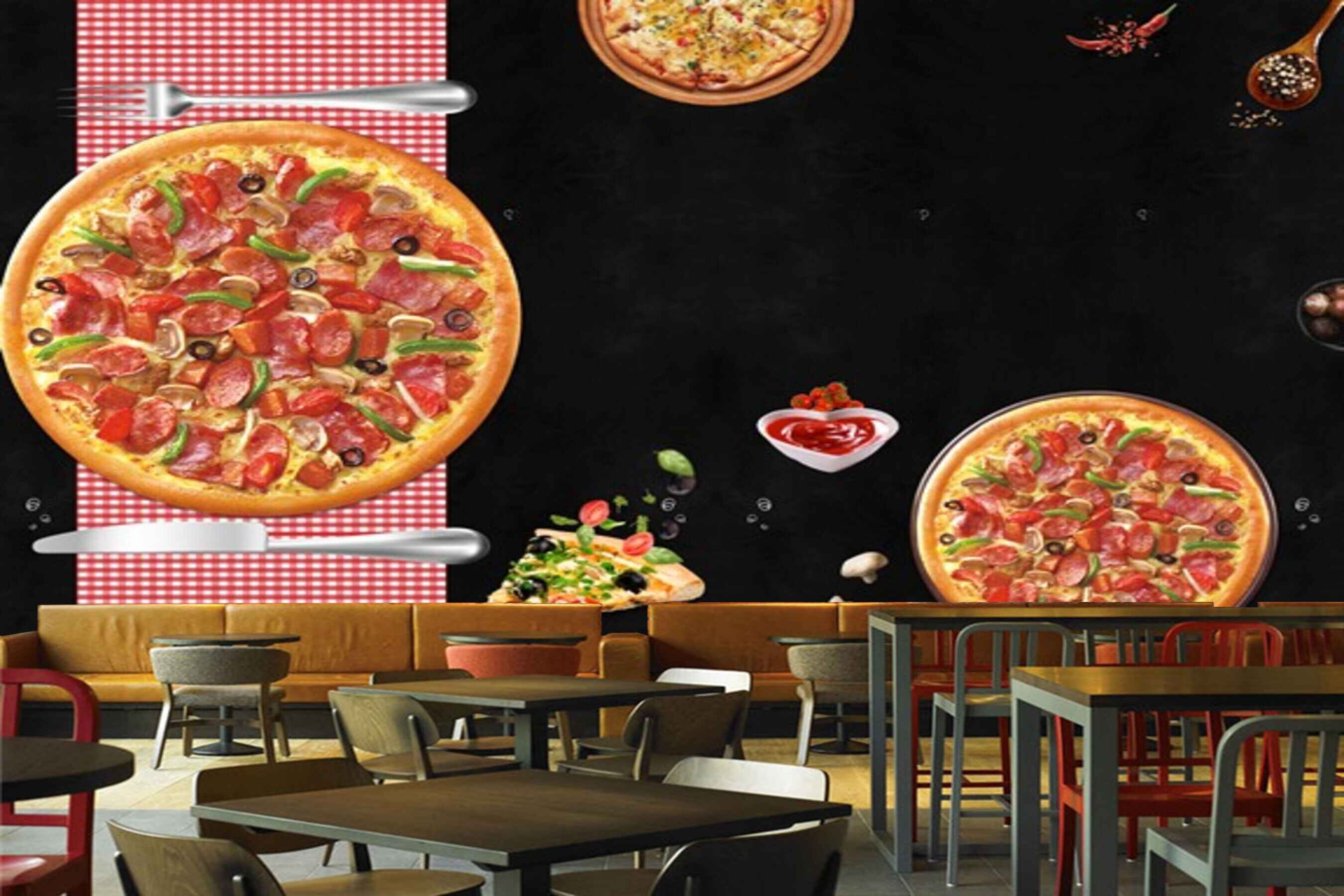 Avikalp MWZ3156 Pizza Folks Sauces Knife HD Wallpaper for Cafe Restaurant