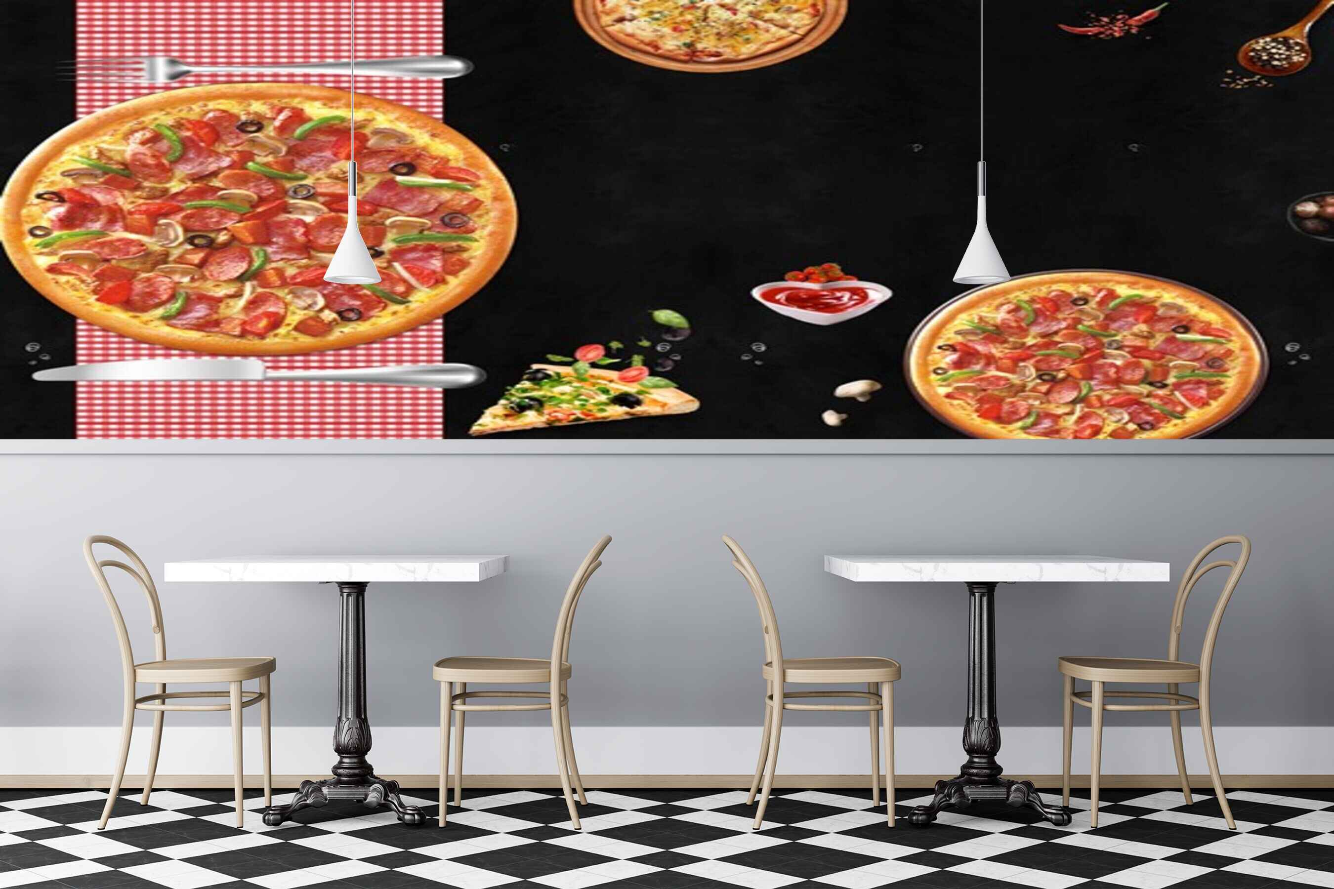Avikalp MWZ3156 Pizza Folks Sauces Knife HD Wallpaper for Cafe Restaurant