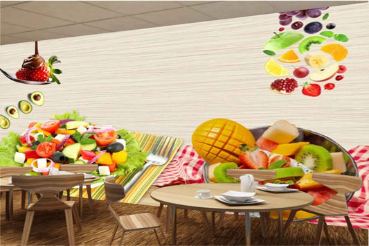Avikalp MWZ3158 Salads Fruits Avacados Strawberries HD Wallpaper for Cafe Restaurant