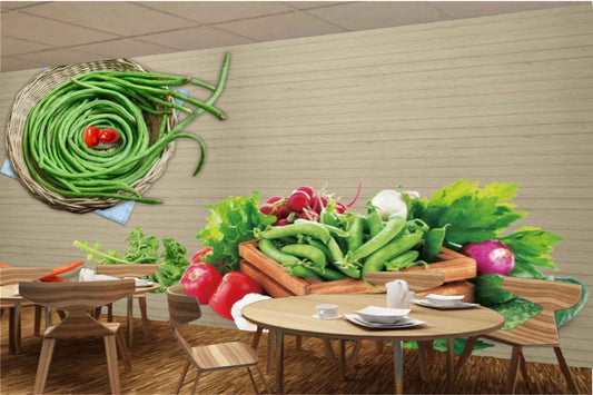 Avikalp MWZ3159 Greenies Carrots Tomatoes HD Wallpaper for Cafe Restaurant