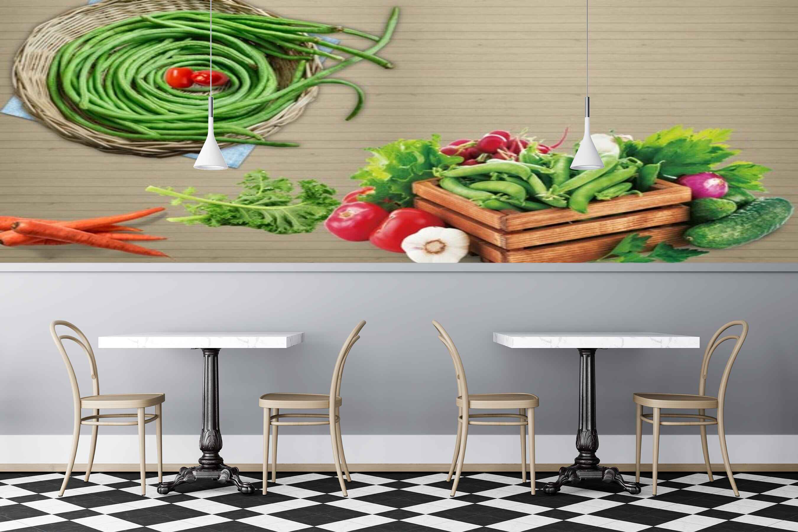 Avikalp MWZ3159 Greenies Carrots Tomatoes HD Wallpaper for Cafe Restaurant
