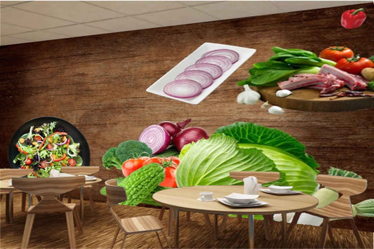 Avikalp MWZ3163 Salads Onions Herbs Tomatoes Cabbage Raddish HD Wallpaper for Cafe Restaurant