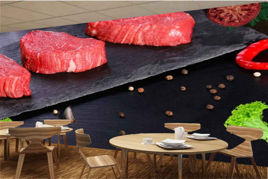 Avikalp MWZ3164 Meat Flesh Spices Herbs HD Wallpaper for Cafe Restaurant