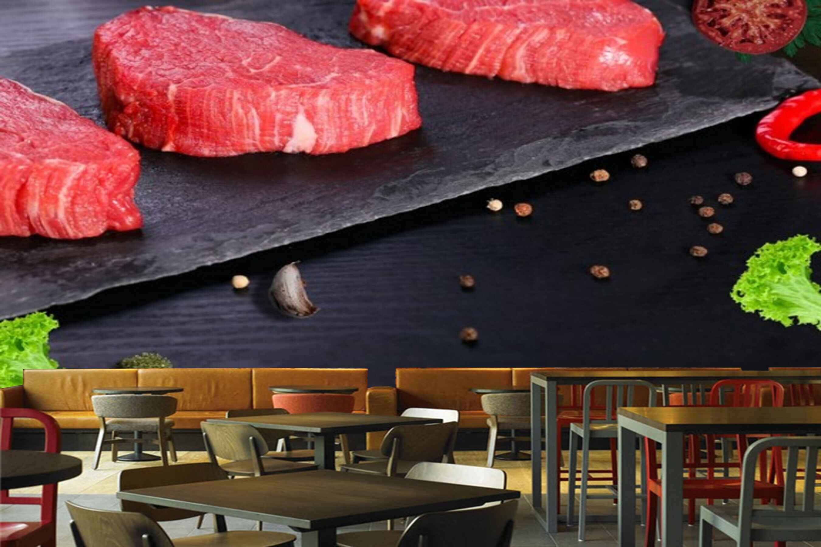Avikalp MWZ3164 Meat Flesh Spices Herbs HD Wallpaper for Cafe Restaurant