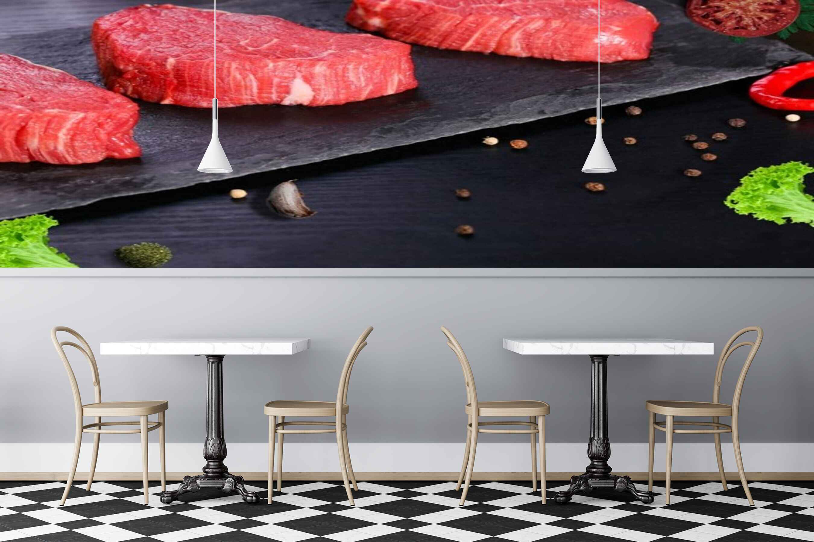 Avikalp MWZ3164 Meat Flesh Spices Herbs HD Wallpaper for Cafe Restaurant