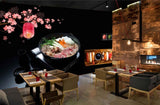 Avikalp MWZ3165 Meat Omlettes Pink Flowers Herbs HD Wallpaper for Cafe Restaurant