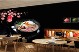 Avikalp MWZ3165 Meat Omlettes Pink Flowers Herbs HD Wallpaper for Cafe Restaurant