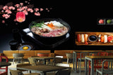 Avikalp MWZ3165 Meat Omlettes Pink Flowers Herbs HD Wallpaper for Cafe Restaurant