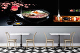 Avikalp MWZ3165 Meat Omlettes Pink Flowers Herbs HD Wallpaper for Cafe Restaurant