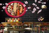 Avikalp MWZ3166 Momos Pink Flowers Nuggets HD Wallpaper for Cafe Restaurant