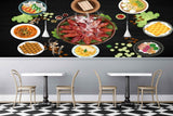 Avikalp MWZ3171 Fishes Herbs Sauces Eggs HD Wallpaper for Cafe Restaurant