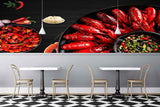 Avikalp MWZ3173 Garlic Mirchi Onion Fishes Salads HD Wallpaper for Cafe Restaurant