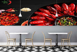 Avikalp MWZ3173 Garlic Mirchi Onion Fishes Salads HD Wallpaper for Cafe Restaurant