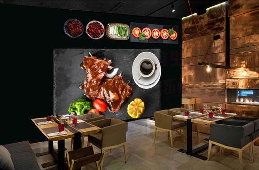 Avikalp MWZ3177 Meat Tomatoes Herbs Tea HD Wallpaper for Cafe Restaurant