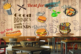Avikalp MWZ3180 Hot Dog Drinks Coffee burger Fries HD Wallpaper for Cafe Restaurant