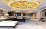 Avikalp MWZ3205 Golden Orange Flowers Designs Fishes HD Wallpaper for Ceiling
