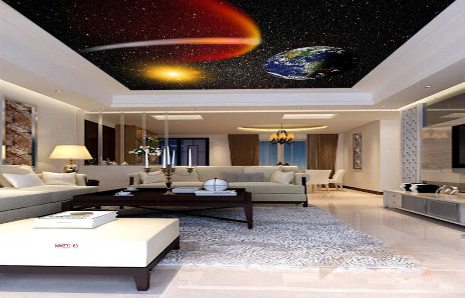 Avikalp MWZ3216 Planets Earth Sun Stars HD Wallpaper for Ceiling