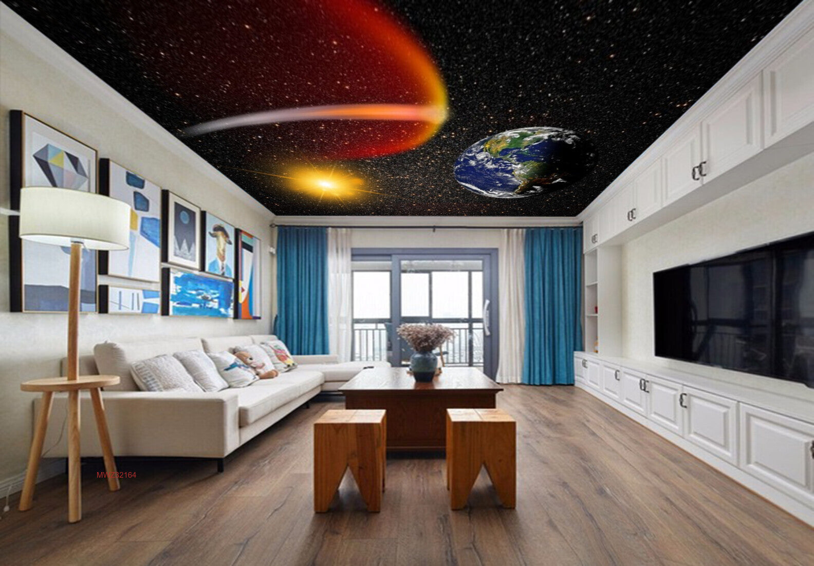 Avikalp MWZ3216 Planets Earth Sun Stars HD Wallpaper for Ceiling