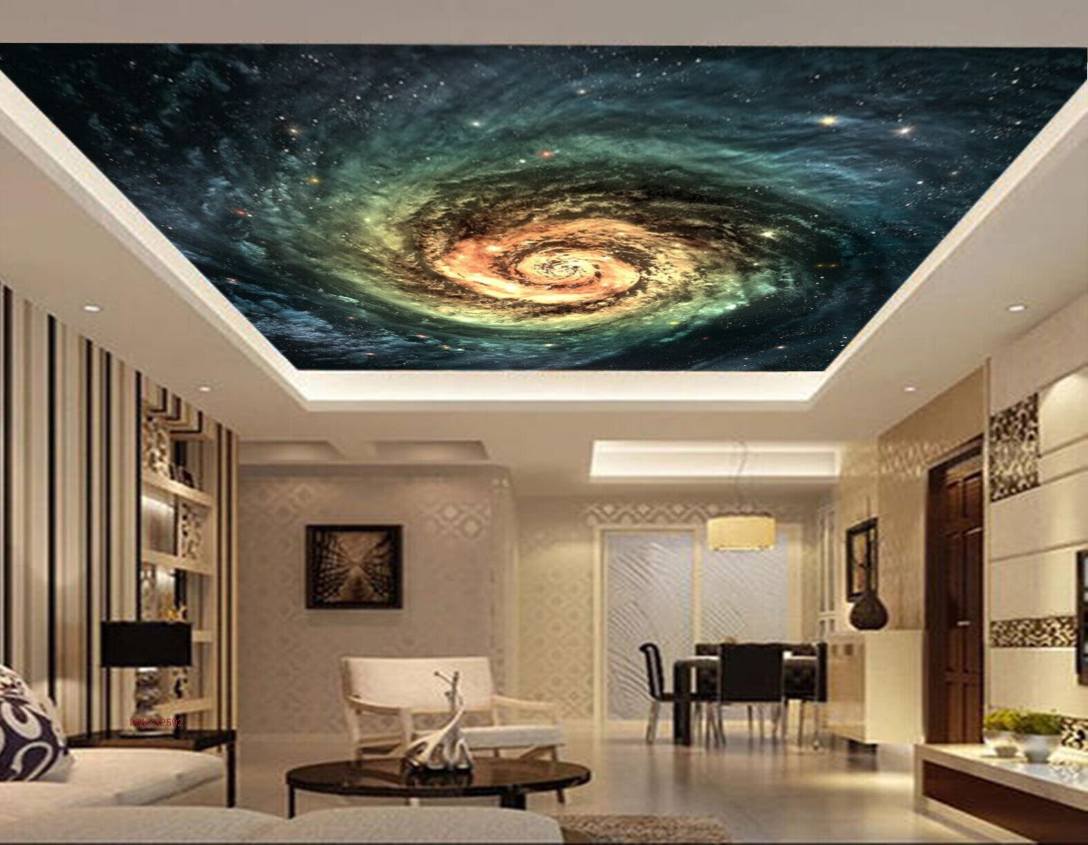 Avikalp MWZ3259 Volcano Red Green Galaxy HD Wallpaper for Ceiling