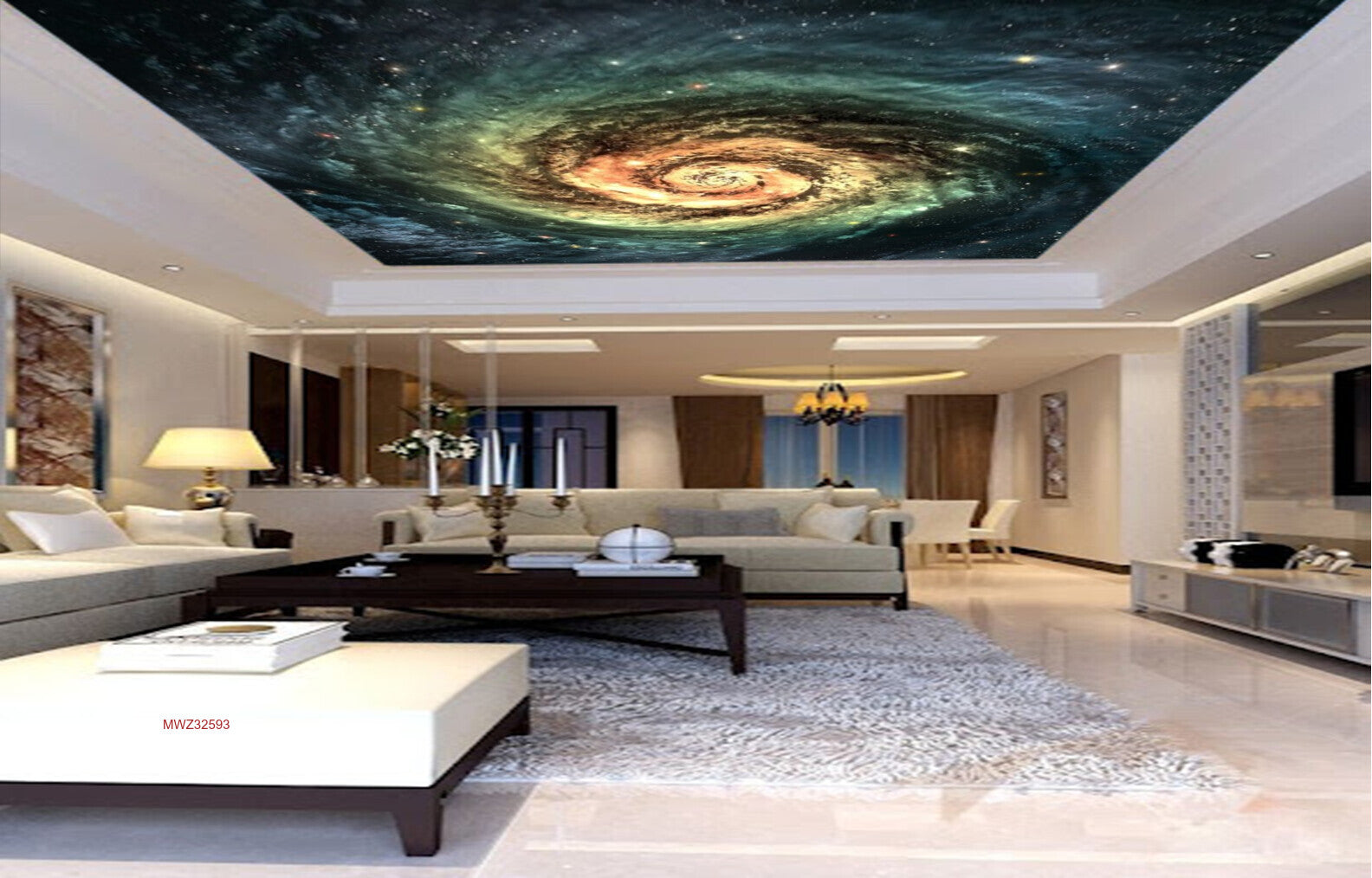 Avikalp MWZ3259 Volcano Red Green Galaxy HD Wallpaper for Ceiling