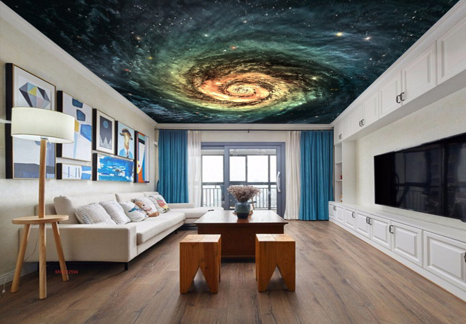 Avikalp MWZ3259 Volcano Red Green Galaxy HD Wallpaper for Ceiling