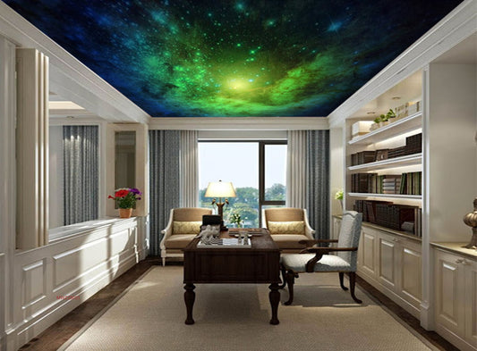 Avikalp MWZ3303 Galaxy Green Space Stars HD Wallpaper for Ceiling