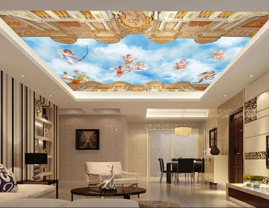 Avikalp MWZ3319 Clouds Buildings Sky HD Wallpaper for Ceiling