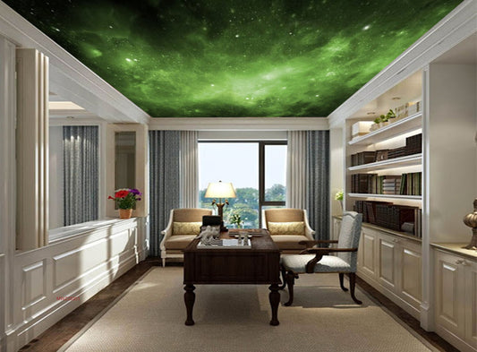 Avikalp MWZ3320 Green Space Stars HD Wallpaper for Ceiling