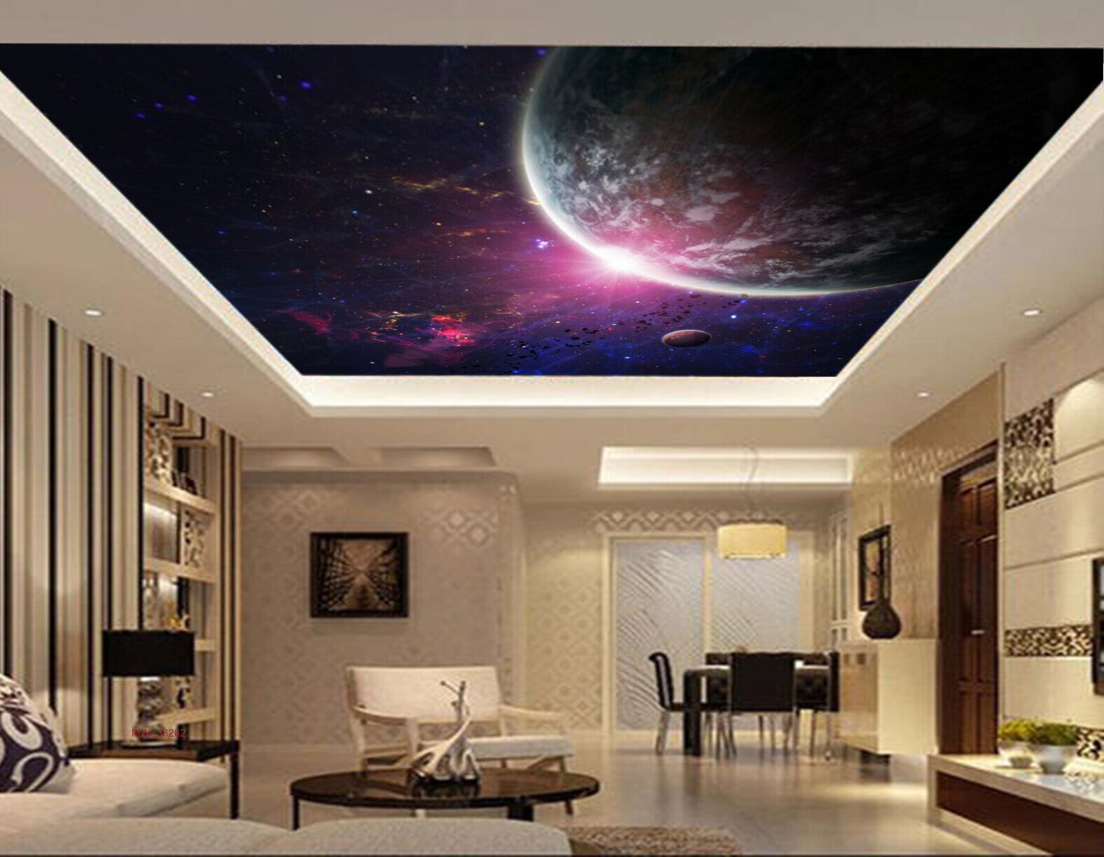 Avikalp MWZ3326 Planets Stars Sky Moon HD Wallpaper for Ceiling