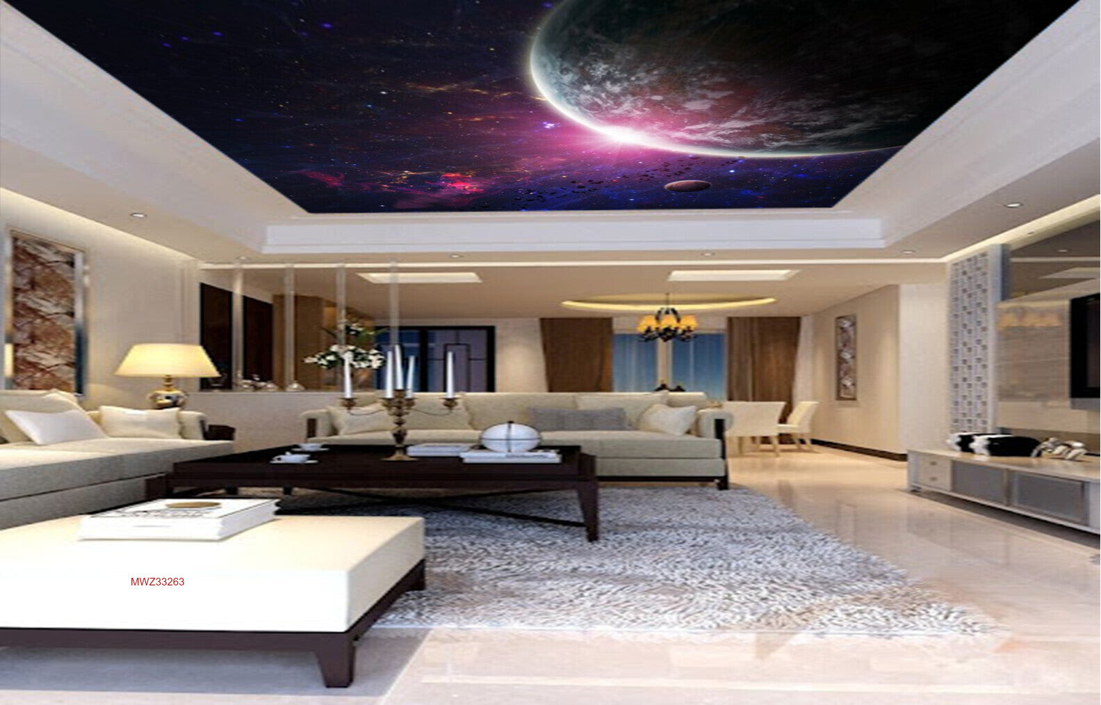 Avikalp MWZ3326 Planets Stars Sky Moon HD Wallpaper for Ceiling