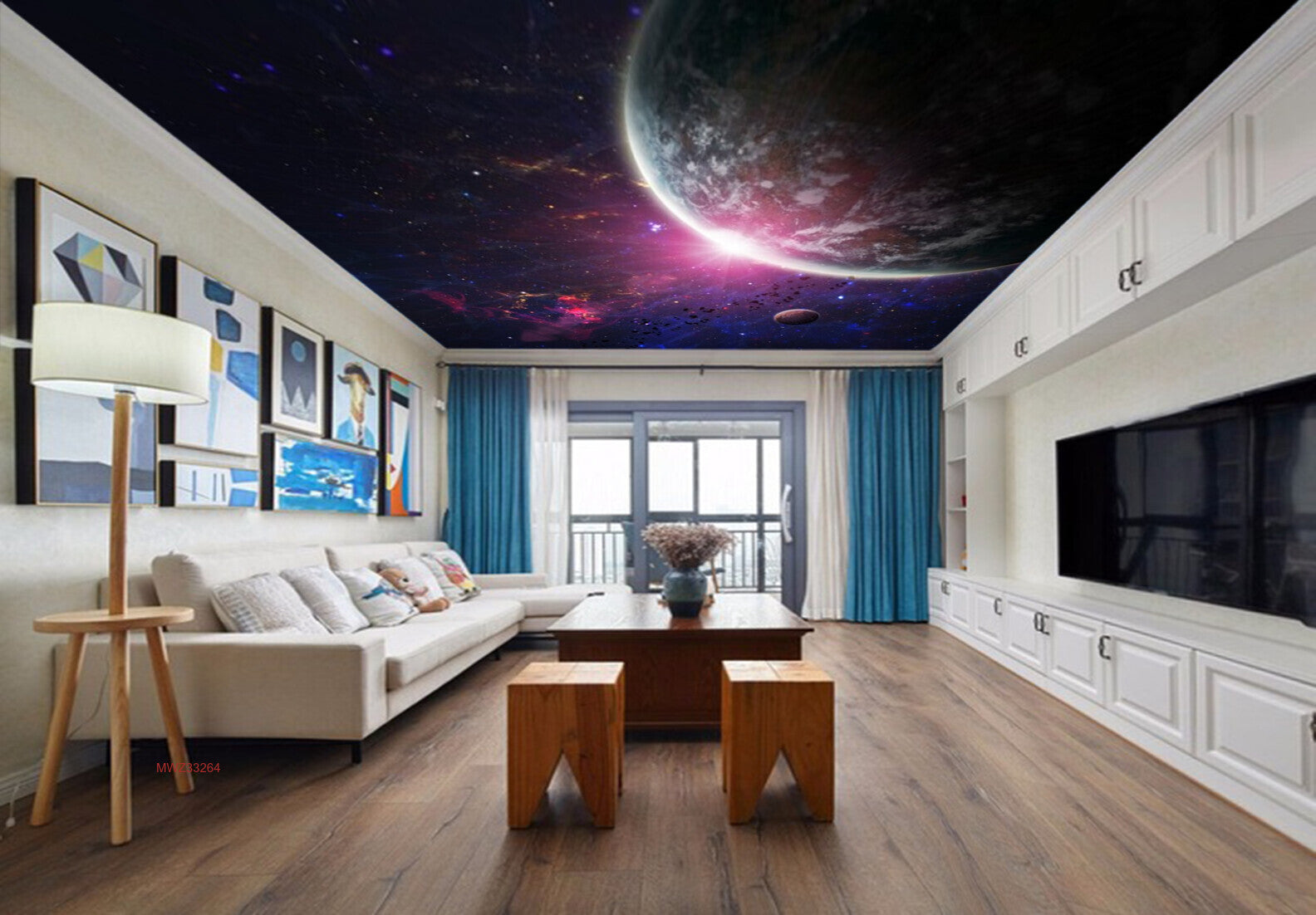 Avikalp MWZ3326 Planets Stars Sky Moon HD Wallpaper for Ceiling
