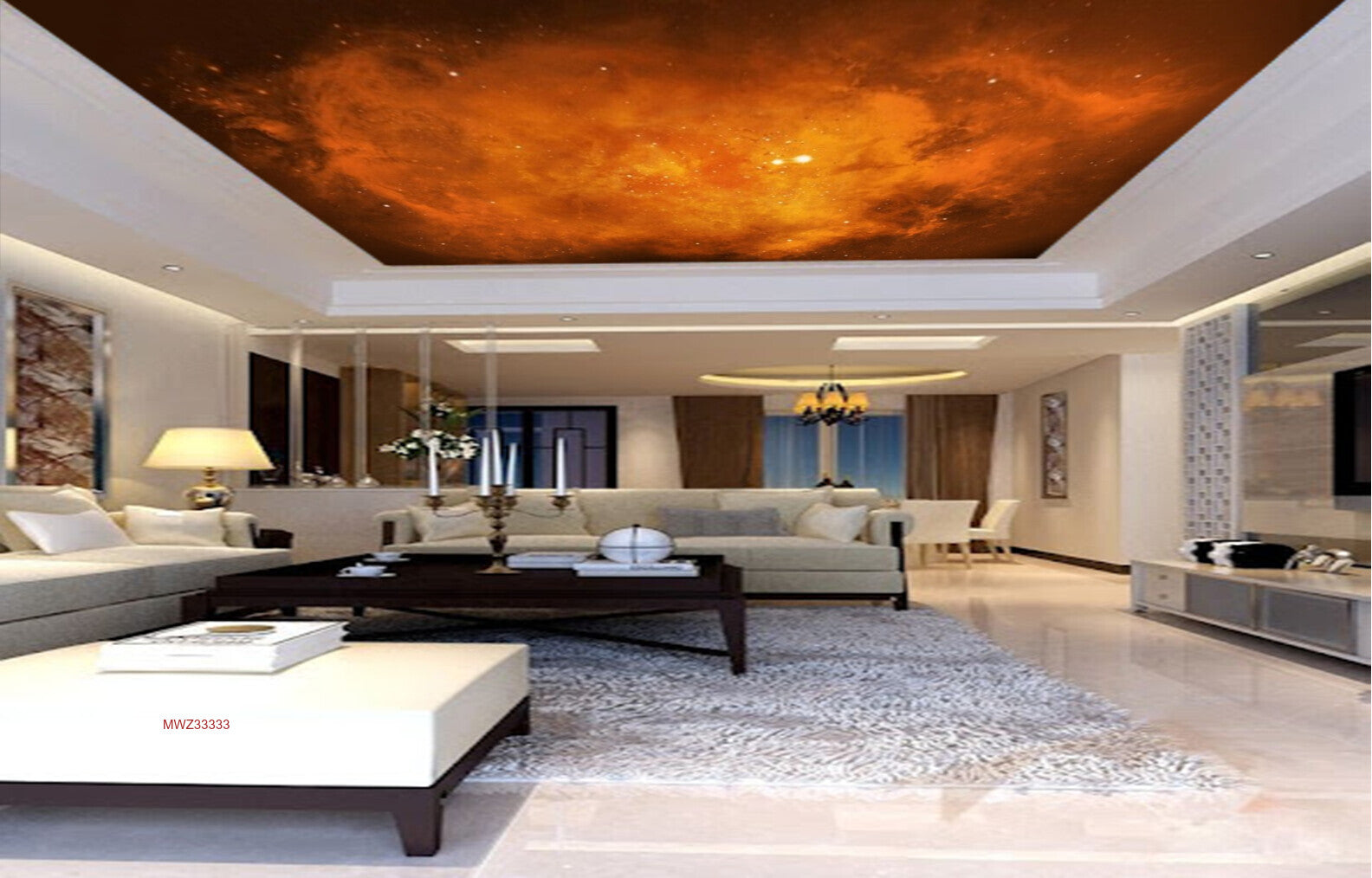 Avikalp MWZ3333 Galaxy Orange Sun Stars HD Wallpaper for Ceiling