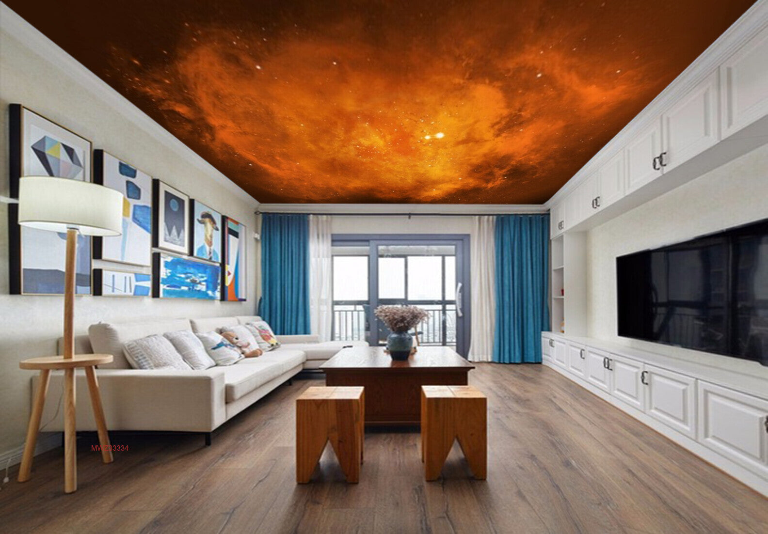 Avikalp MWZ3333 Galaxy Orange Sun Stars HD Wallpaper for Ceiling