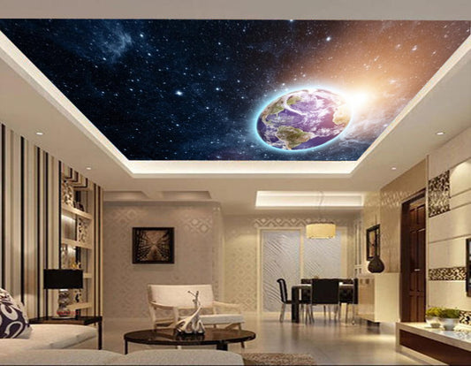 Avikalp MWZ3335 Earth Sun Moon Stars Space HD Wallpaper for Ceiling
