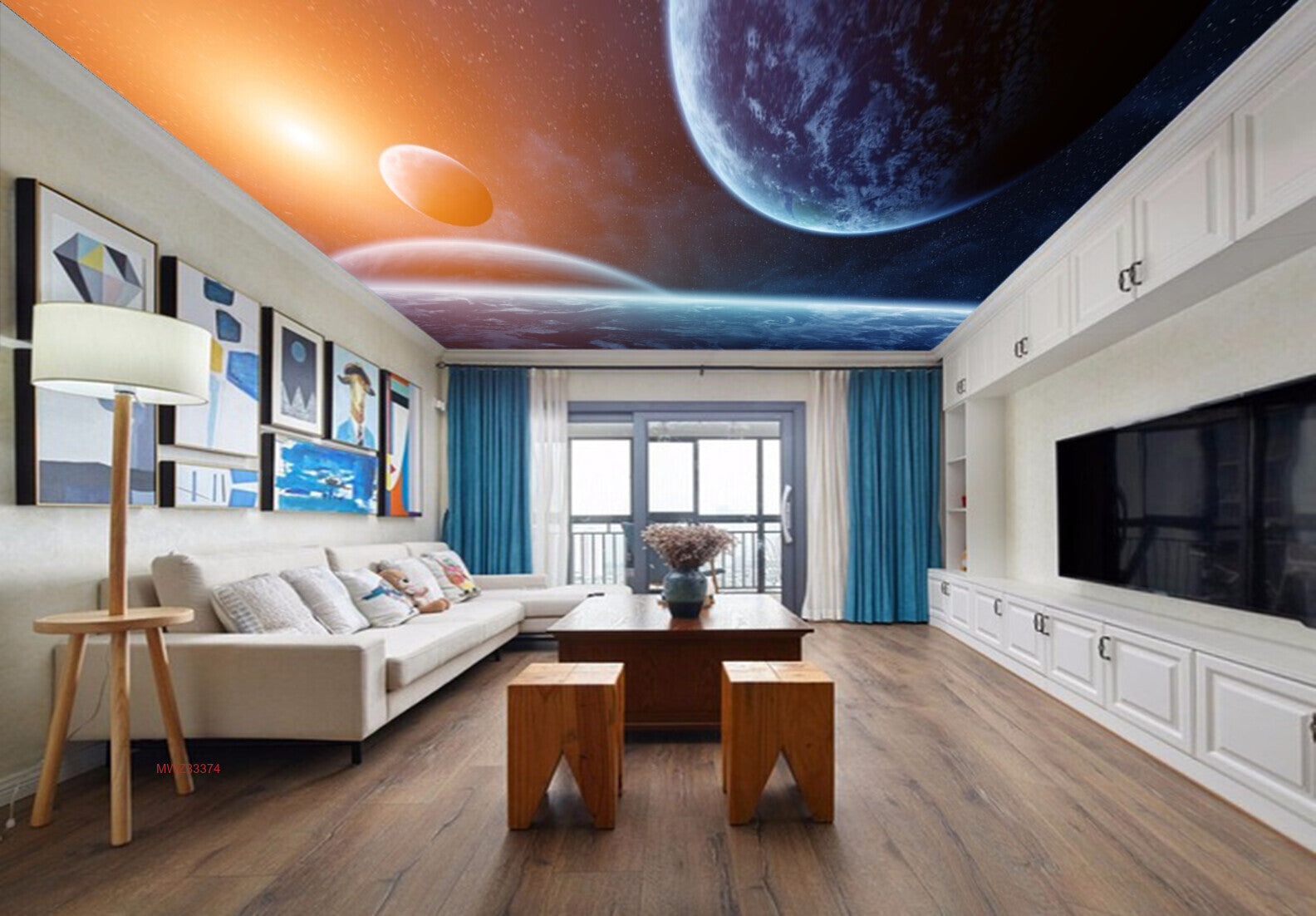Avikalp MWZ3337 Earth Moon Sun HD Wallpaper for Ceiling