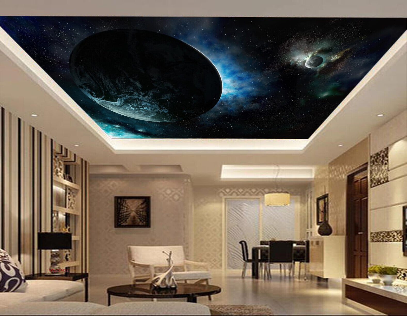 Avikalp MWZ3342 Globe Moon Stars Planets HD Wallpaper for Ceiling