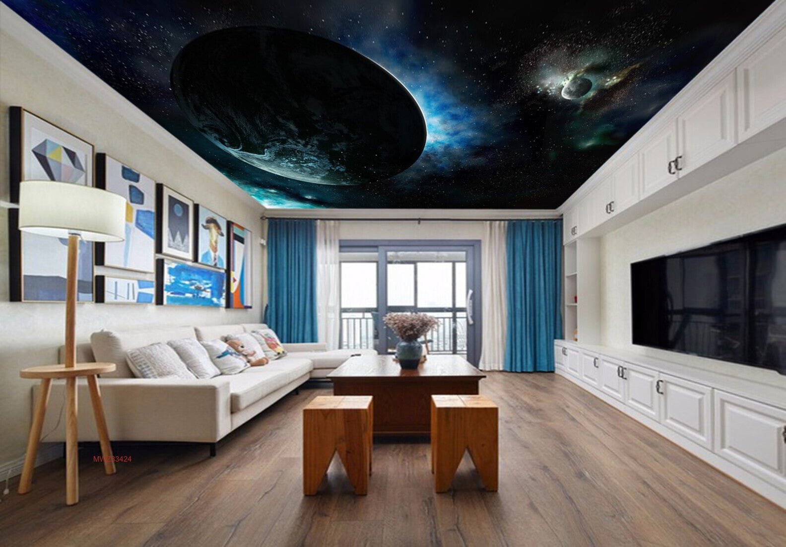 Avikalp MWZ3342 Globe Moon Stars Planets HD Wallpaper for Ceiling