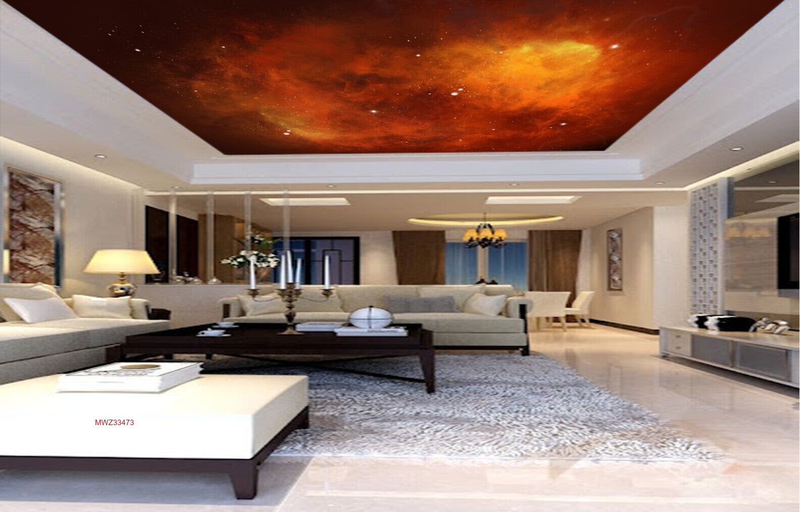 Avikalp MWZ3347 Stars Orange Red Galaxy HD Wallpaper for Ceiling