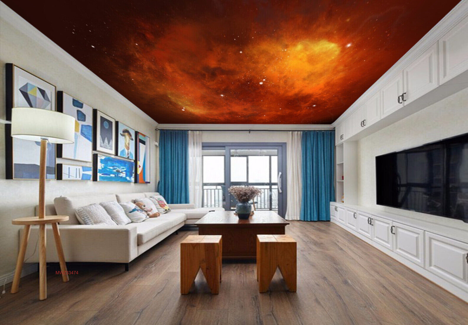 Avikalp MWZ3347 Stars Orange Red Galaxy HD Wallpaper for Ceiling