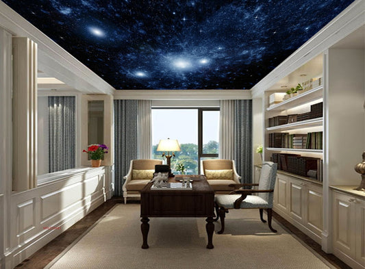 Avikalp MWZ3348 Blue Black Space Stars HD Wallpaper for Ceiling