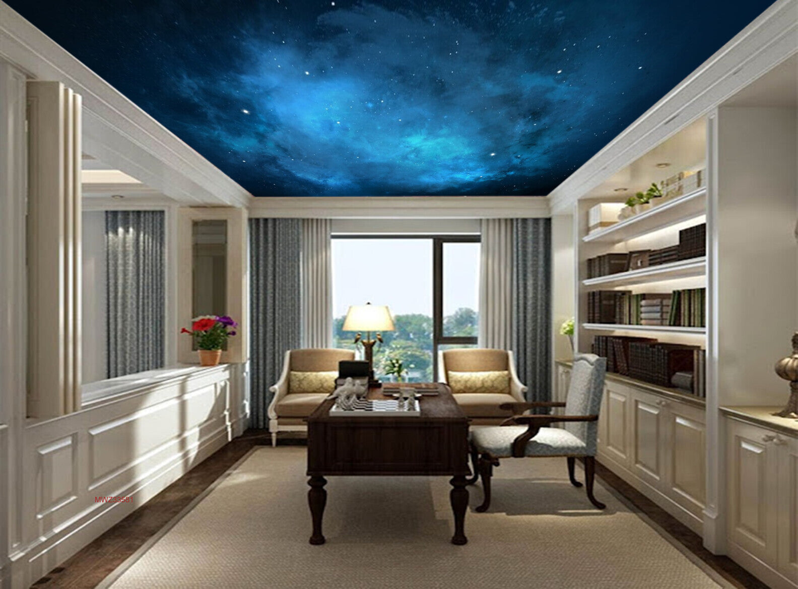 Avikalp MWZ3358 Space Blue Sky Stars HD Wallpaper for Ceiling