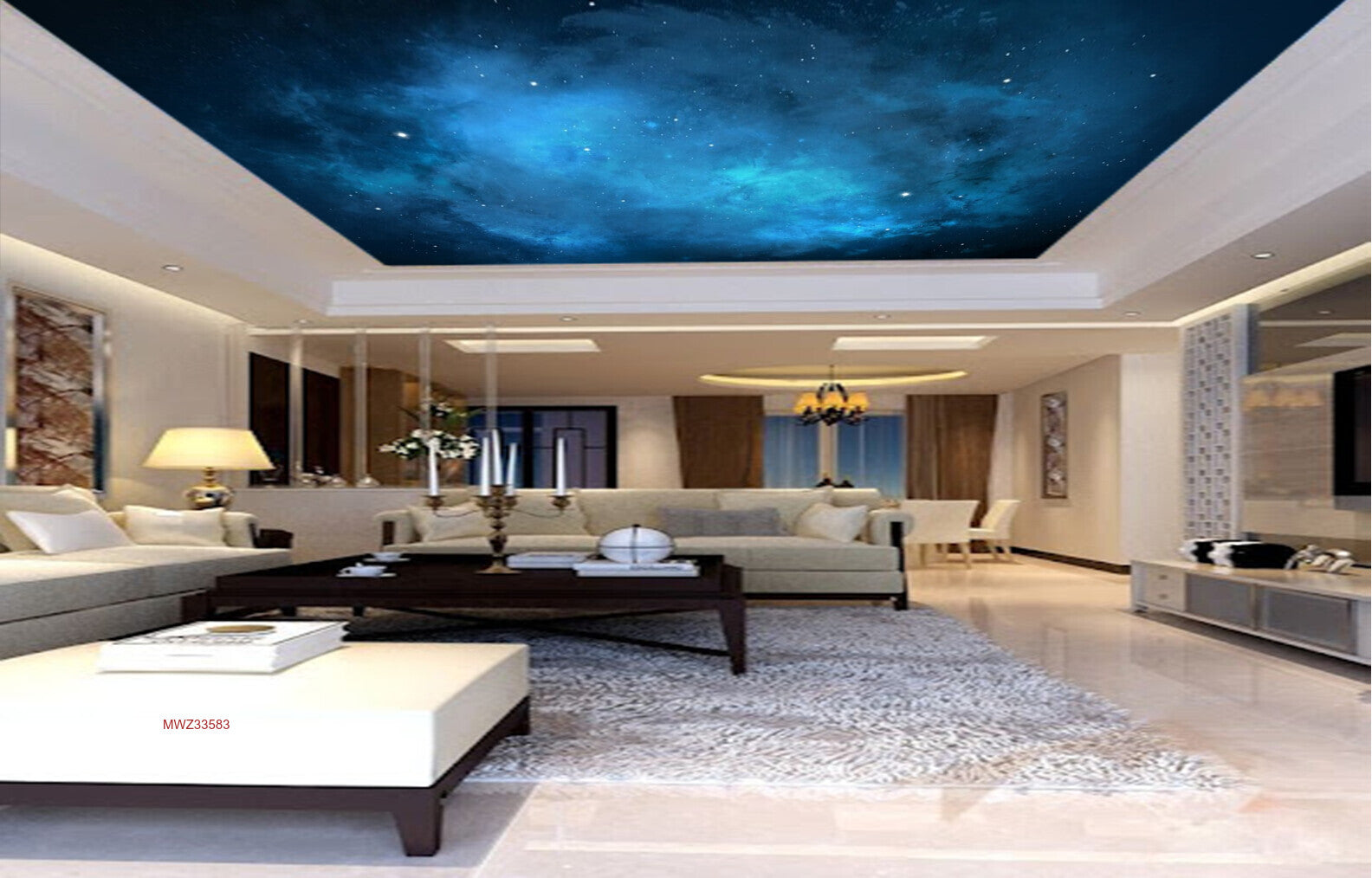 Avikalp MWZ3358 Space Blue Sky Stars HD Wallpaper for Ceiling